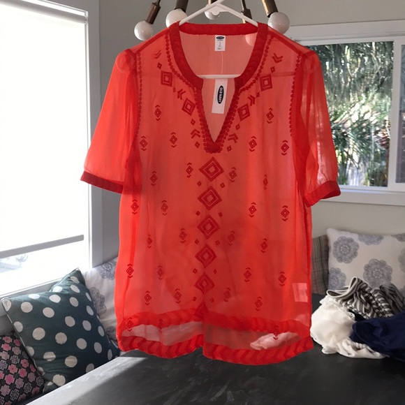 Old Navy Tops - sheer orange shirt